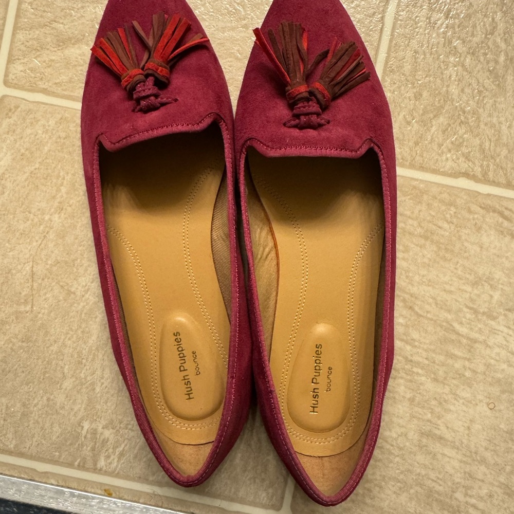 Hush Puppies Women's Dark Pink Suede Loafers